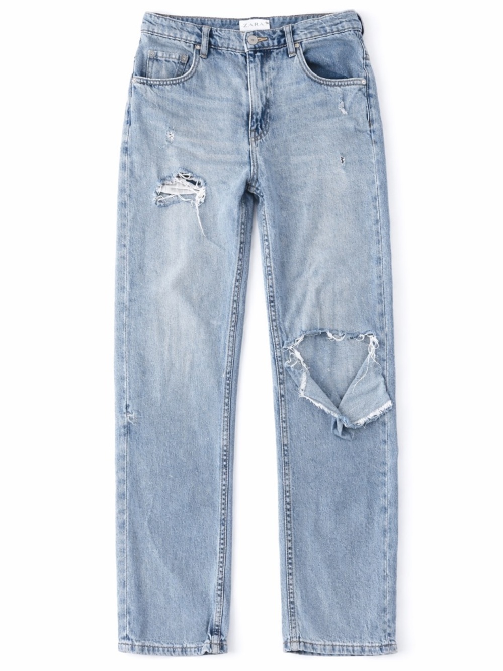 ZARA Light Wash Distressed Mom jeans Sz 13/14